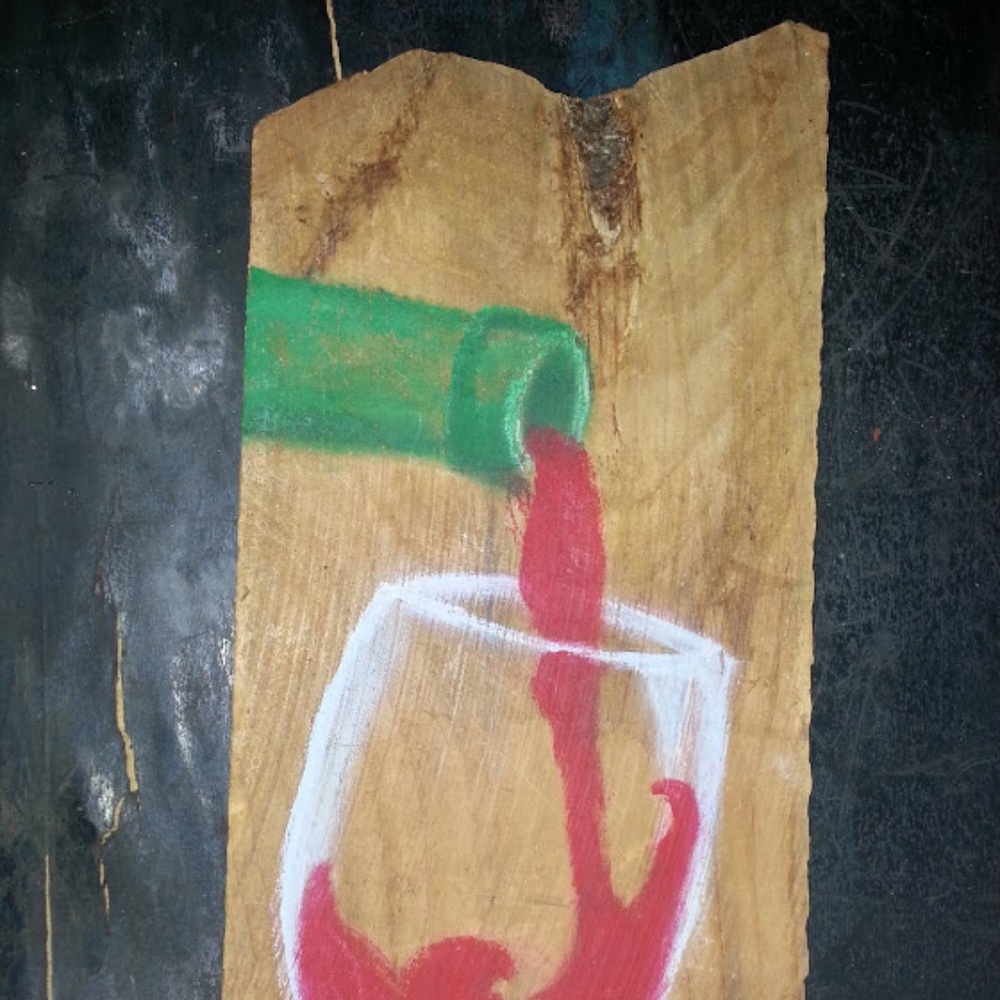 Handmade Wine Art on Upcycled Wood